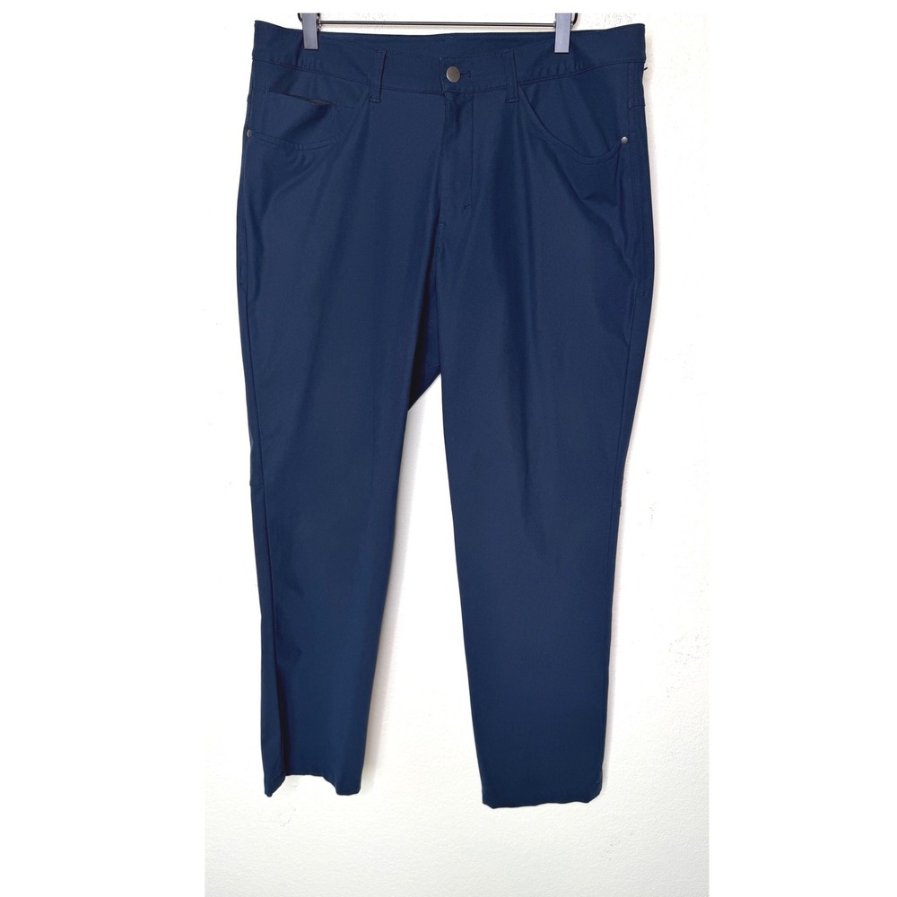 Lululemon Commission Pant Slim Mens 34 Navy Blue Good Technical Stretch Chino